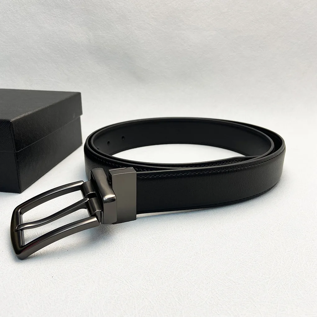 3.4cm New High Quality Pin Buckle Genuine Leather Belt Men Reversible Leather Belt Casual Business Belt Men