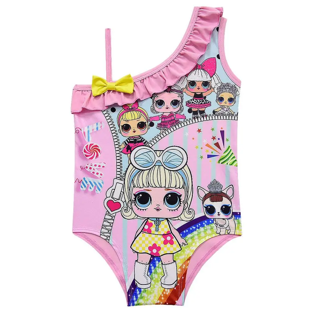 Kids Milk Silk Bathing Suit One Piece Baby Swimsuit Cute Cartoon Doll Girls Swimming Wear