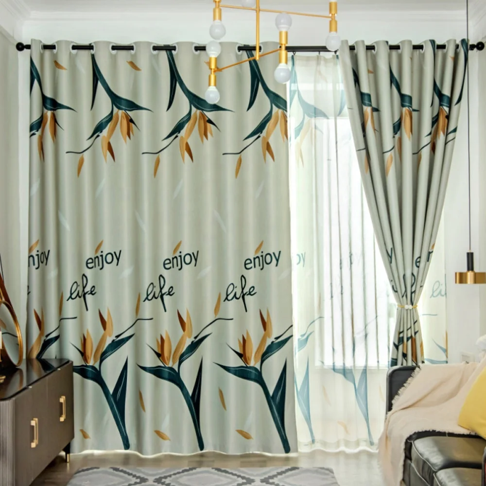 Enjoy Life 100% Polyester Printed Grommet Parada Window Curtains For Home Insulated House Office