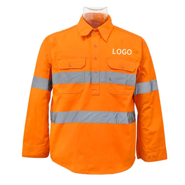 Custom High Visibility Mining Construction Mechanic Fire Retardant Fr Reflective Safety Hi Vis Work Shirt Work Clothes Clothing