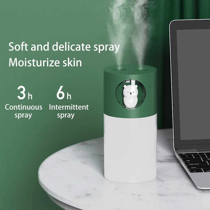 New 280ml large capacity dual nozzle cute pet cartoon USB humidifier night light car home desktop humidifier air diffuser