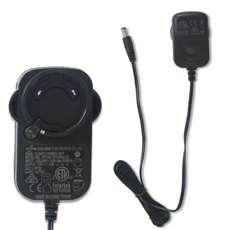 Interchangeable version 12v 1a power supply adapter