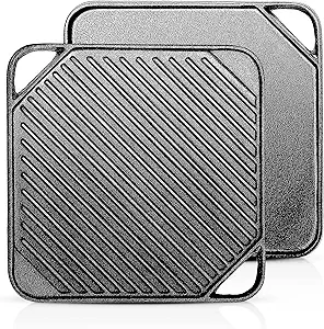 Multifunction 2 in 1 Non-stick Grill Plate Frying Cookware Roasting Pan Square Reversible Cast Iron Griddle Plate