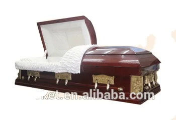 TD--A04 Funeral casket selected wooden casket with metal handles coffin