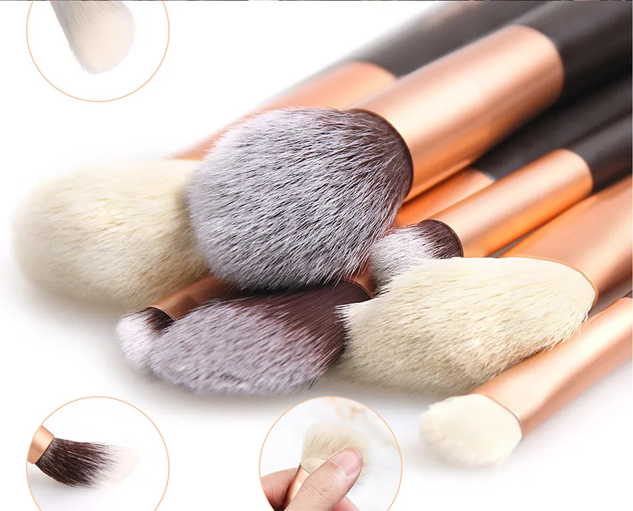 High Quality customized Luxury Rose Gold Makeup Brush foundation Double Ended Makeup Brush
