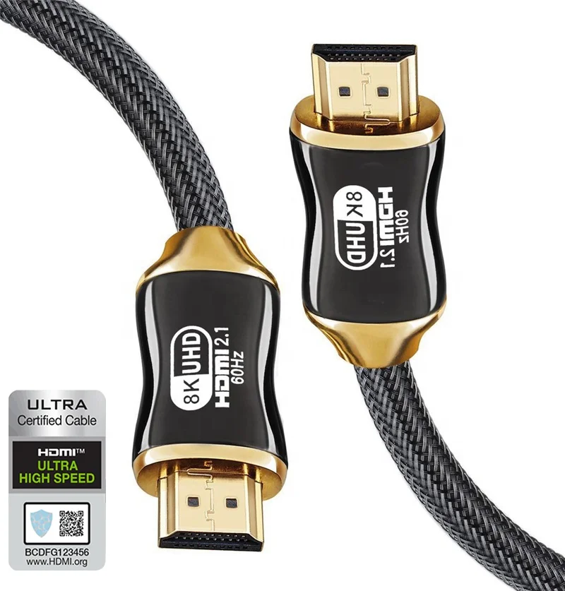 High Quality Gold Plated Cable Support 8K60Hz 4K120Hz 3D Ultra High Speed hdmi flexible cable v2.1 for Hdtv PS5 Xbox
