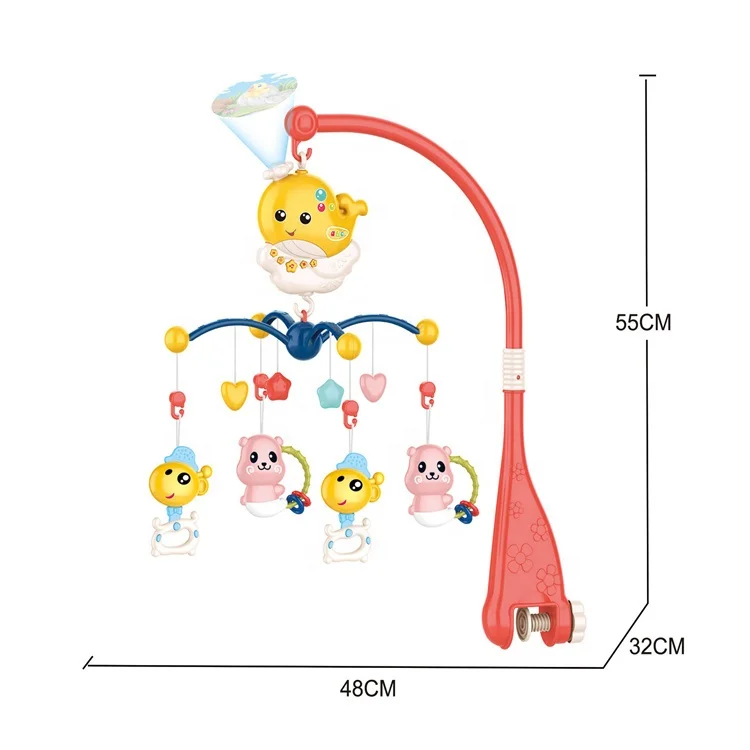 Remote Control Mobile Baby Hanging Projector Crib Bed Toy Musical Bell Baby Mobile Bedside Bell Best gift for New Born