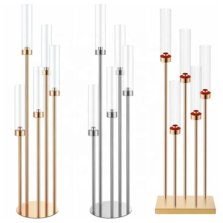 Party Decorations Large Metal Gold 5 Arms Candle Holder Candelabra Wedding Table Centerpieces For Wedding Table