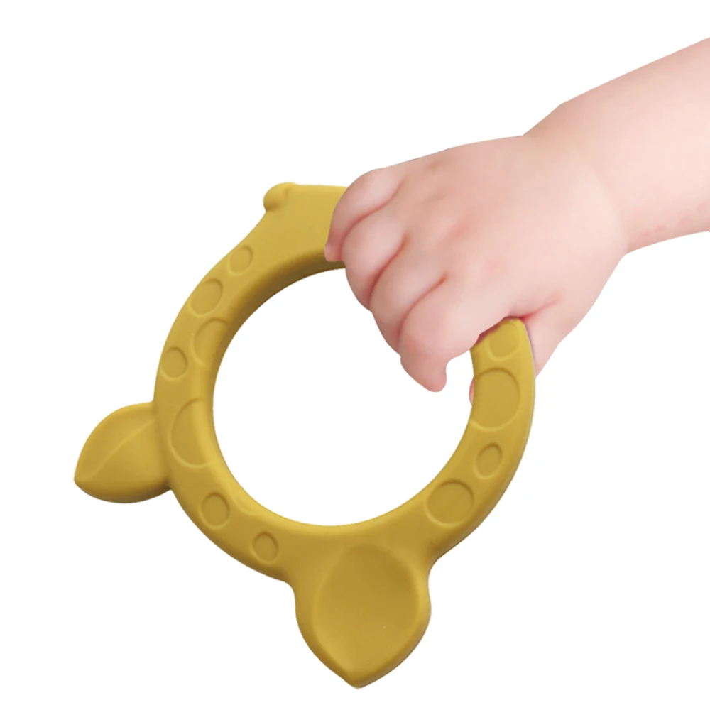 Soft Silicone Baby Teether Food Grade Chewable Monkey Animal Teething Pendant Silicone Teether Ring