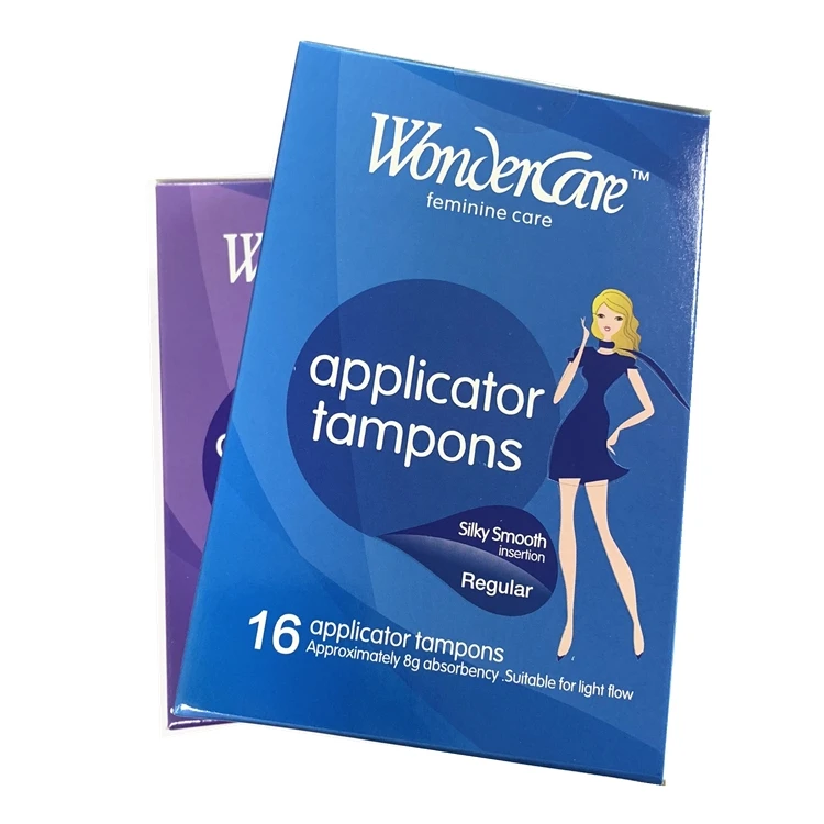 Wondercare disposable organic cotton tampons with plastic applicator
