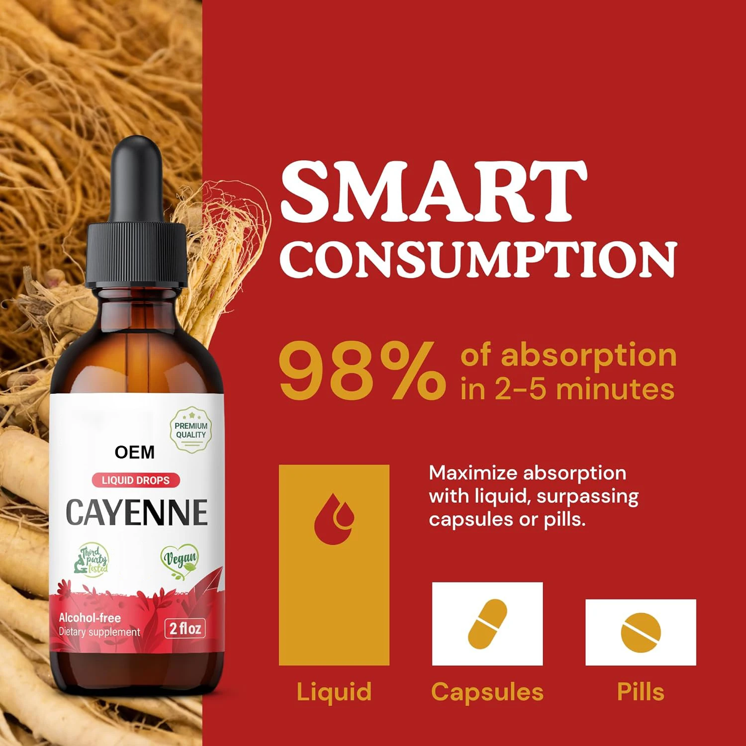 OEM Wholesale Organic Ginseng Panax Korean Red Panax Ginseng Extract Liquid for Energy Boost & Cognitive Function Focus