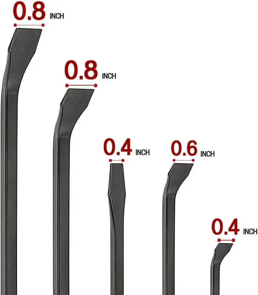 5-piece 8 12 18 24 inches strike handle pulling prying lifting scraping crowbar forged angled tip steel heavy duty pry bar set