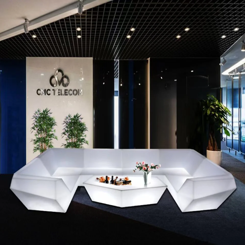 Nightclub KTV Modern Furniture Remote Rgb Color Illuminated Led Salon Events Bar Sofa Seat Light Up Led Sectional Sofa