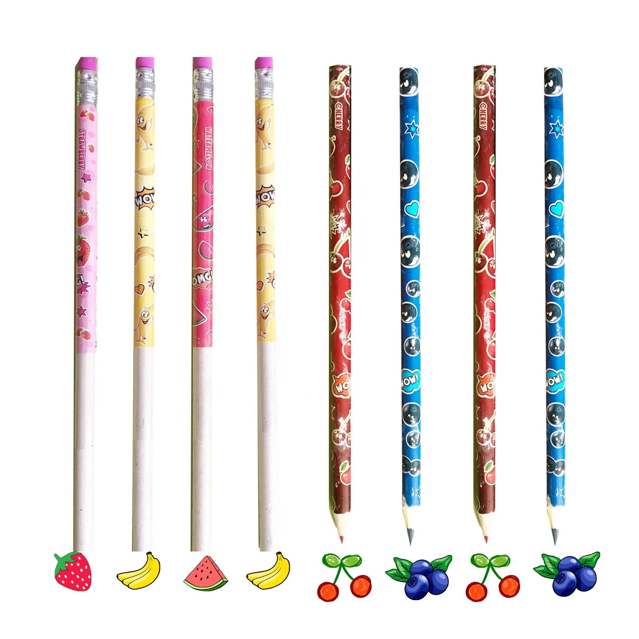 Apple Strawberry Watermelon Banana Scent HB Pencils With Customized Design For Adults Children Promotional Events