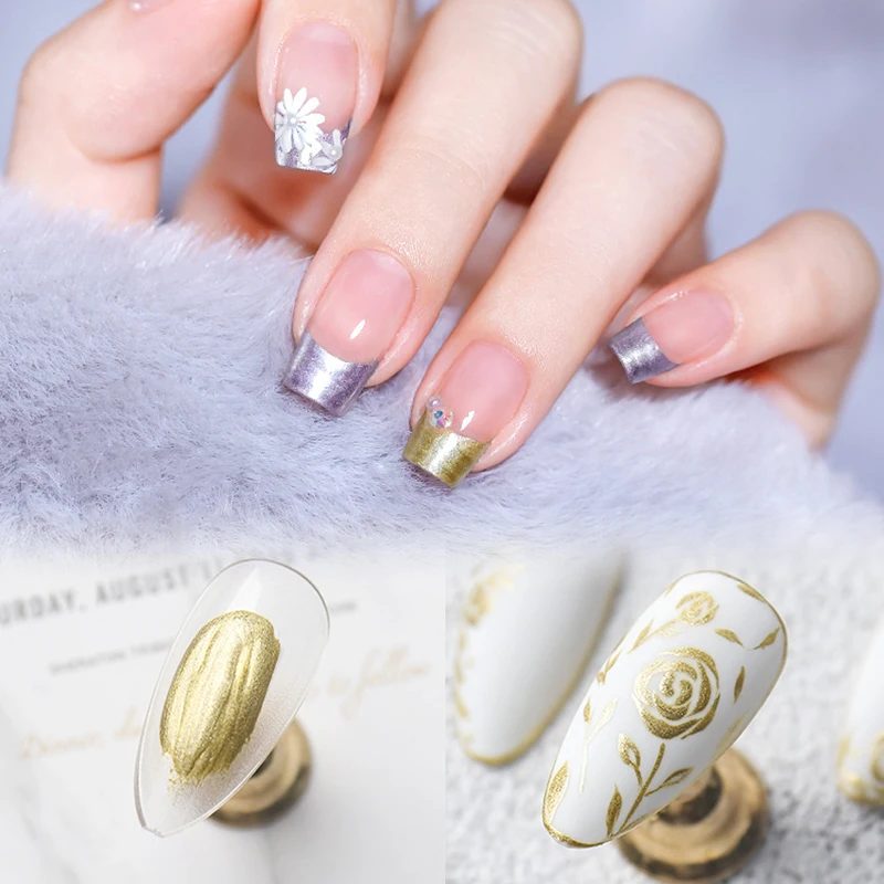 OEM Metal Gel Nail Polish Japanese Nails Art Manicure UV LED Armor Oil Glue Gold And Silver Mirror Edge Hook Line Primer Varnish