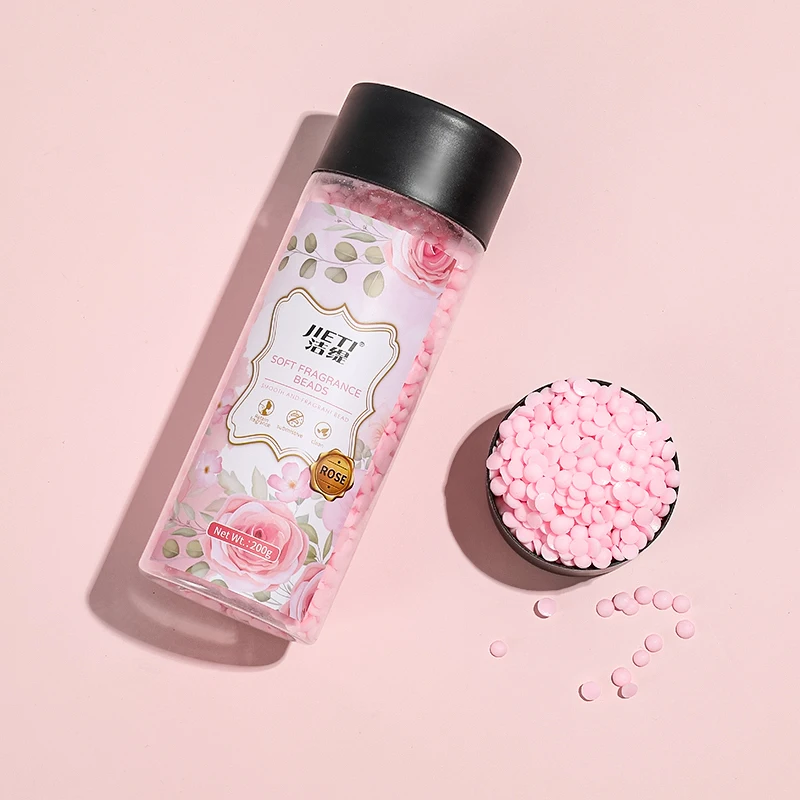 Source factory Real JIETI English sticker in stock premium aroma 5 flavorsLaundry Fabric Softener Scent Booster Beads