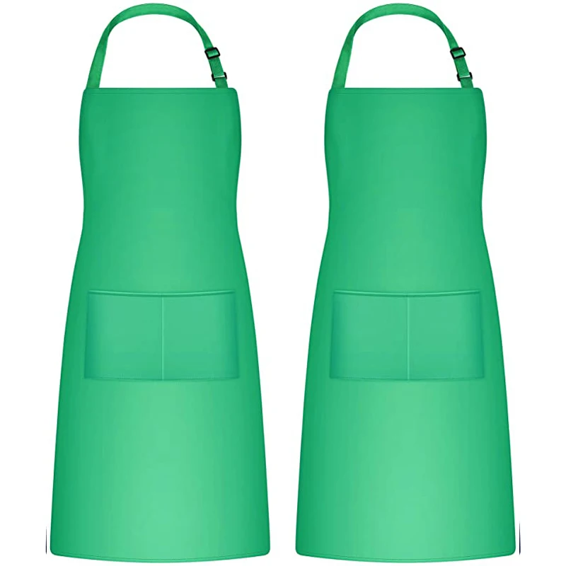Оптовая продажа, водонепроницаемые фартуки шеф-повара из хлопка и полиэстера с логотипом на заказ, фартуки для кафе и ресторанов