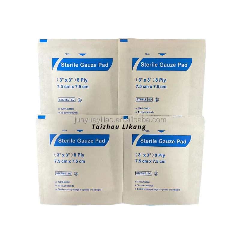 100% Cotton Absorbent Medical Gauze Pad 8 Ply Sterile Gauze Pads