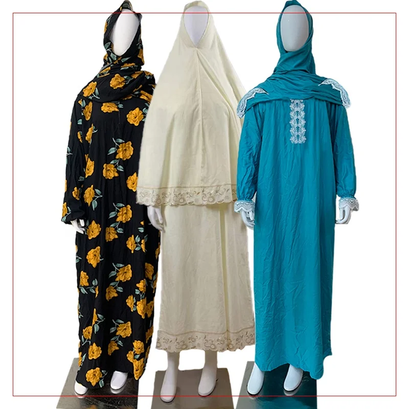 2022 New printed spun rayonprayer islamic gown kaftan abaya  Eid muslim prayer islamic long dress with long sleeve dress