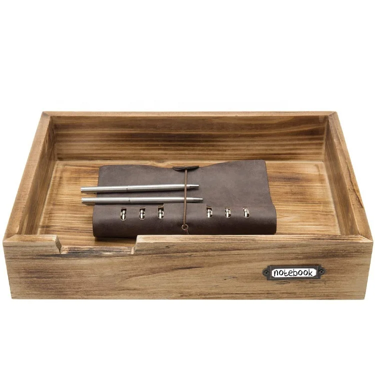 office wholesale rustic wooden notebook tray organizer for file