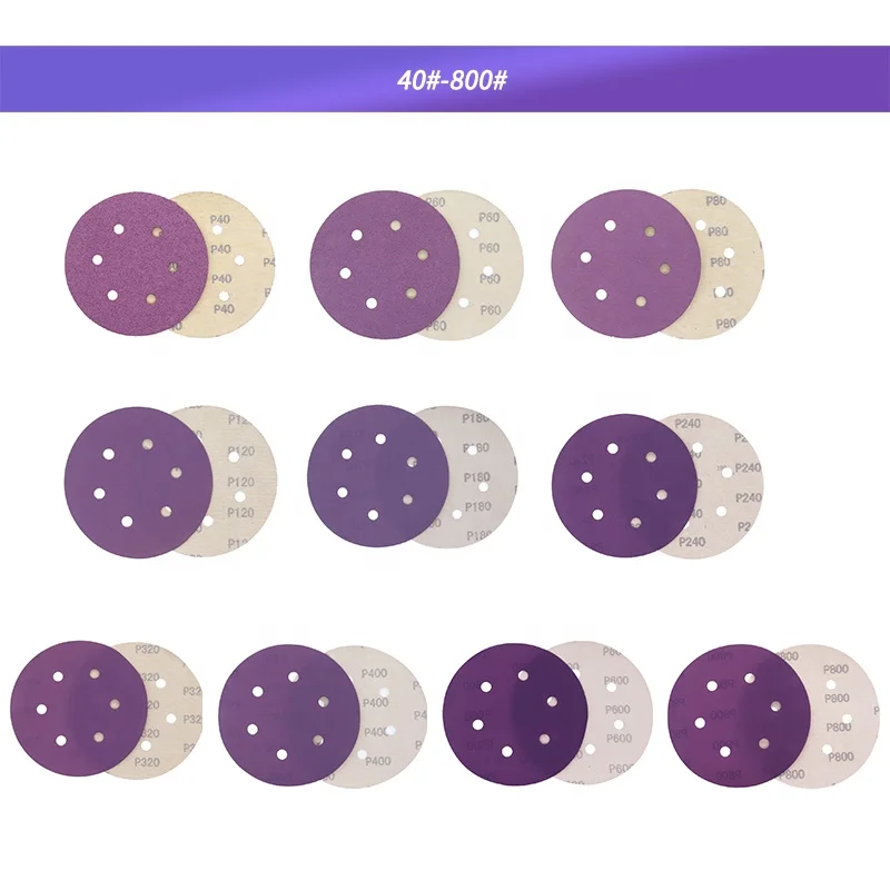 6 Inch Sanding Disc 6 Hole Sandpaper Hook and Loop Sanding Paper Round Orbital Sandpaper for Random Orbital Sander
