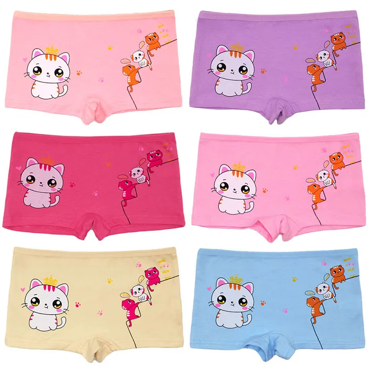 New Style Children Underwear 4-12 years boxer shorts Cute Cartoon Cats Print Panty for kids girls