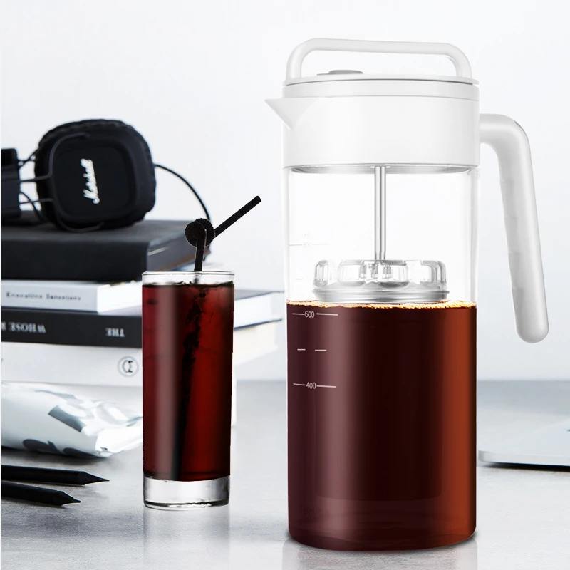 Eco-friendly Portable 900ml Free Leak Proof Glass Iced Cold Brew Coffee Filter Maker