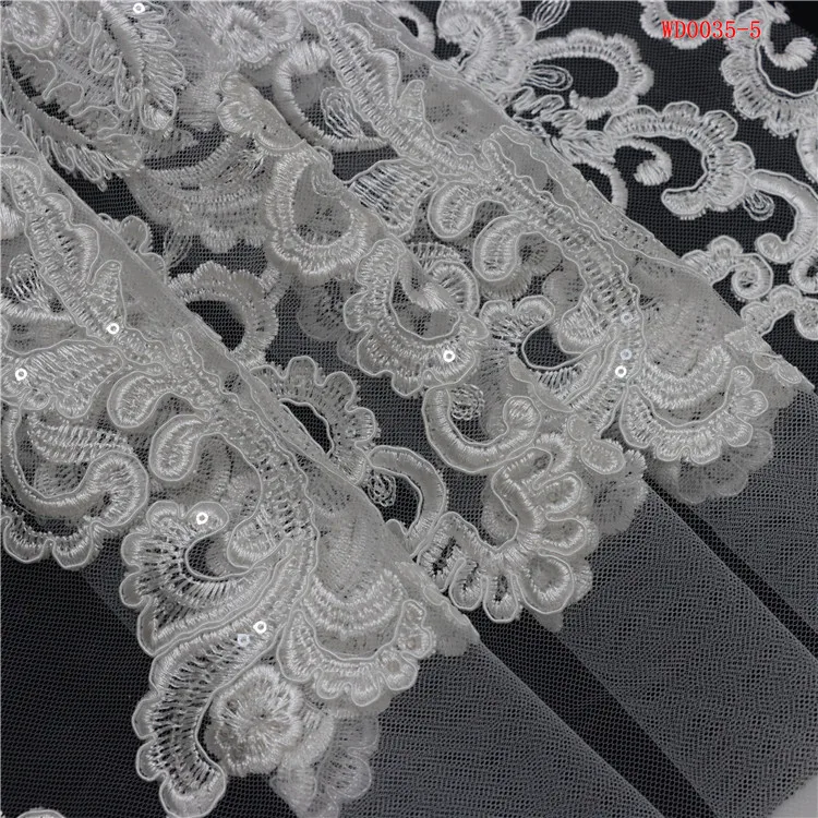Luxury gold elegant white french Crystal Tube Glass Beads shining sequins fabric  Cord embroidery fabric for wedding party dress