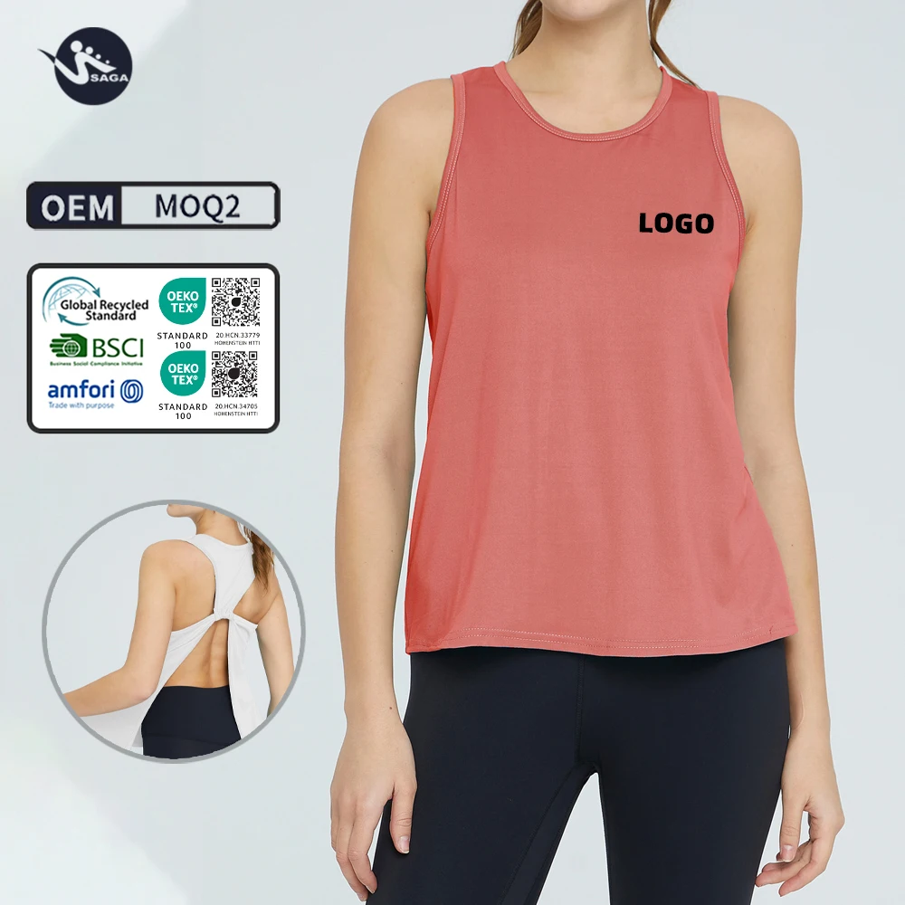 Workout Fitness women top top 2024 Custom Logo Summer Breathable Ladies Gym Tank Top