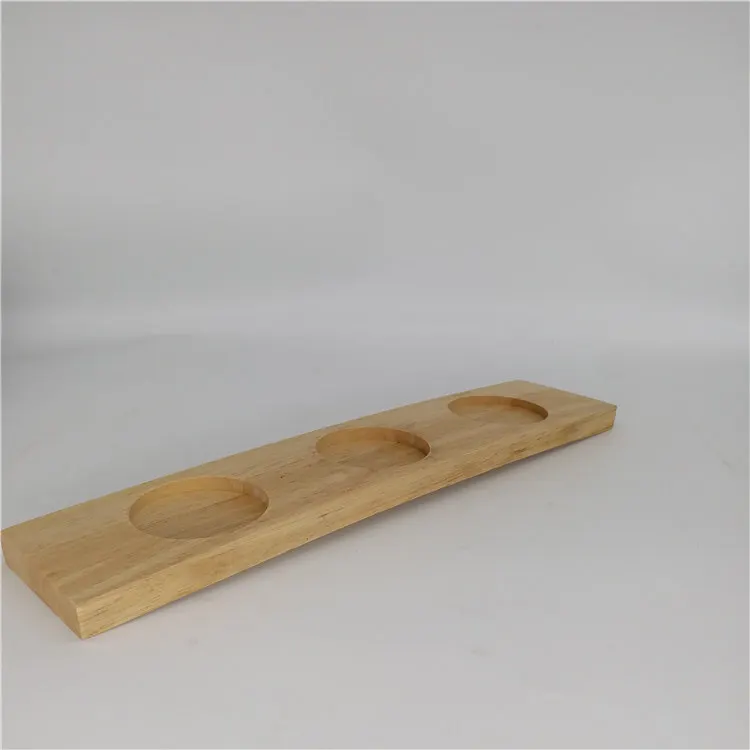 Wood serving paddle shot glass holder tray