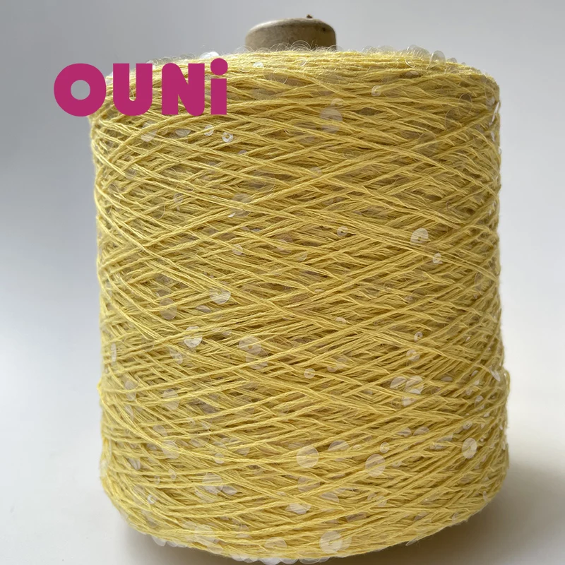 Fancy Sequin For Hand Made Crochet Products  Flower Sequins  natural cotton  Thread   3MM + 6MM glitter yarn fancy yarn