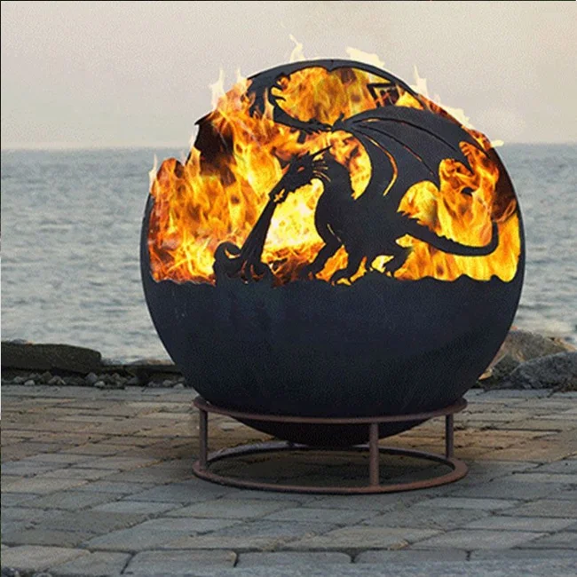 Garden Fire Globe Steel Wood Burning Fire Pit