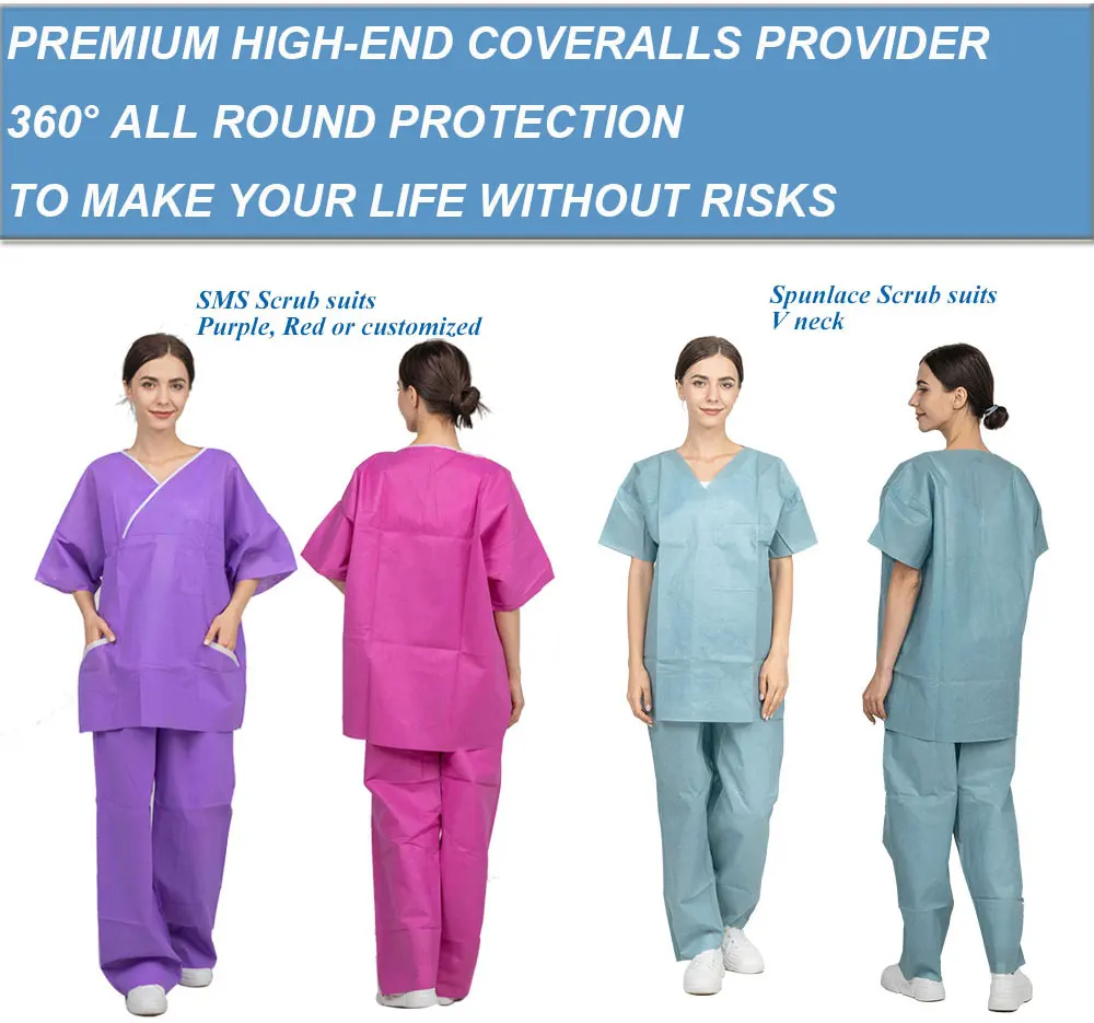 Cheap price non woven disposable clean room scrub suit