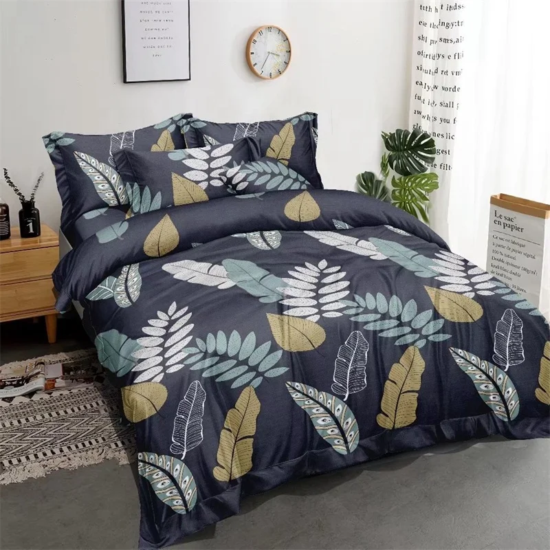 Wedding Floral Duvet Cover Set Queen Soft Printed Microfiber Comforter Cover Zipper Closure Corner Ties