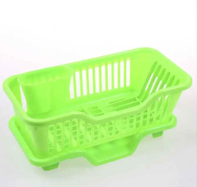 Environmental Protection Material Plastic Rectangle Drying Dish Rack With Cutlery Basket sink set