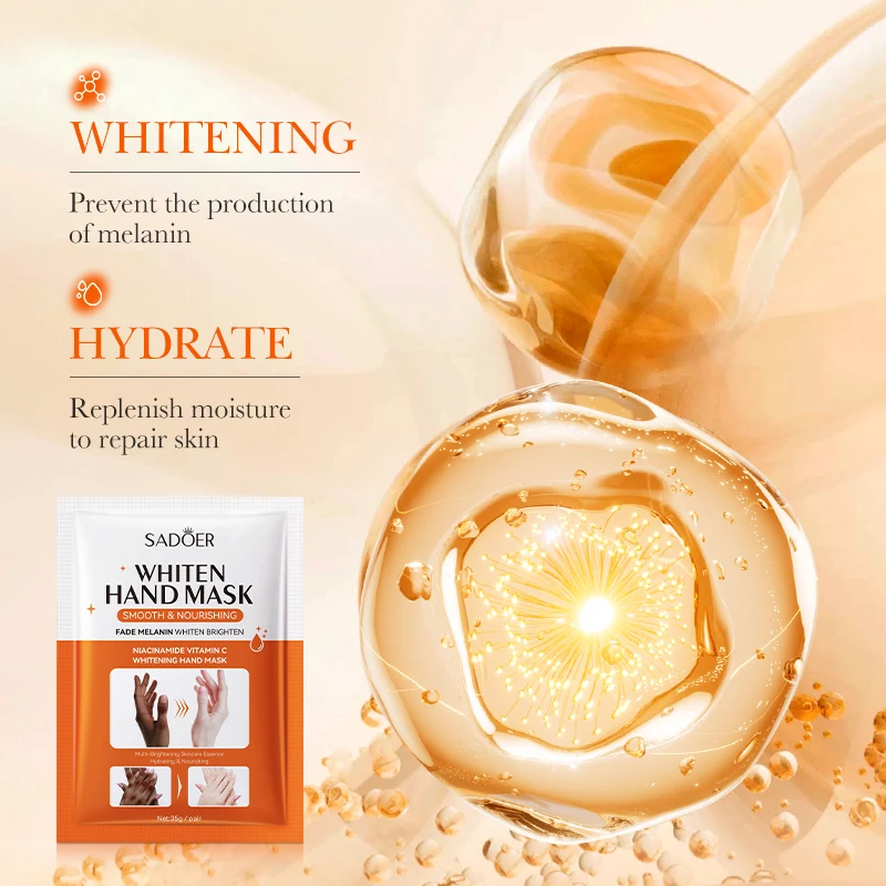 OEM SADOER Organic Whitening Hand Mask Elbow Joint Gloves Lightening and Natural Moisturizing Nourishing for Dark Skin Wholesale