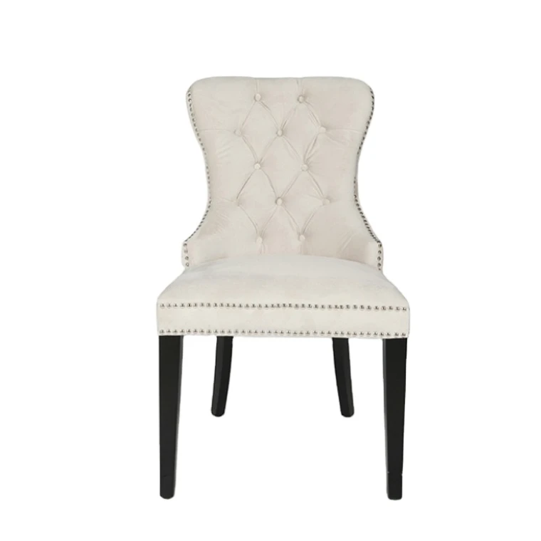 High Quality famous designers upholstered button wingback  fabric dining chair