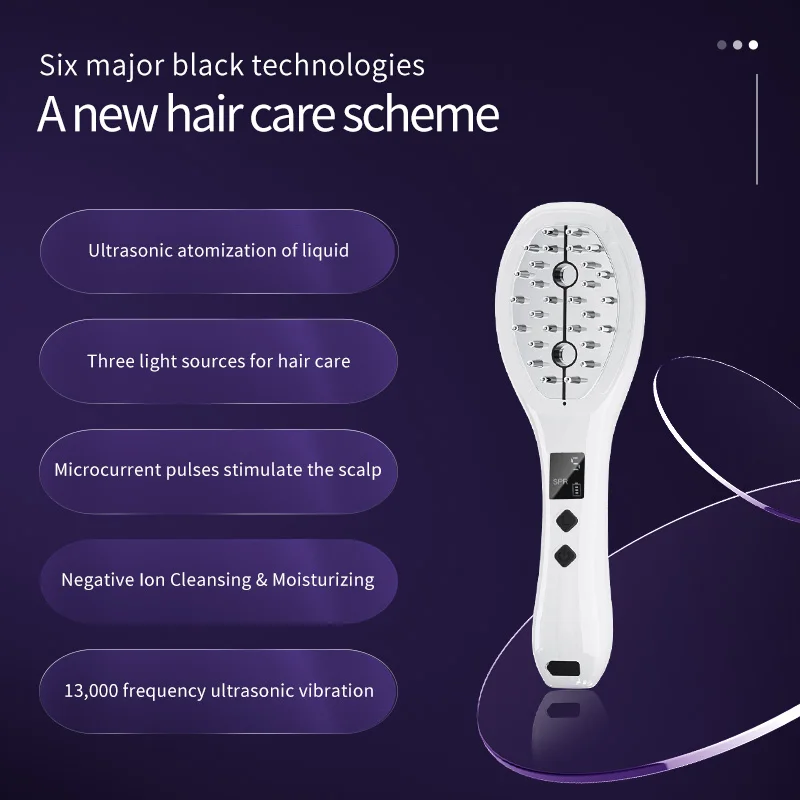 Electric Potion Dispenser Hair Nutrient Liquid Atomizing Massage comb Red Light Therapy Scalp Massage Device