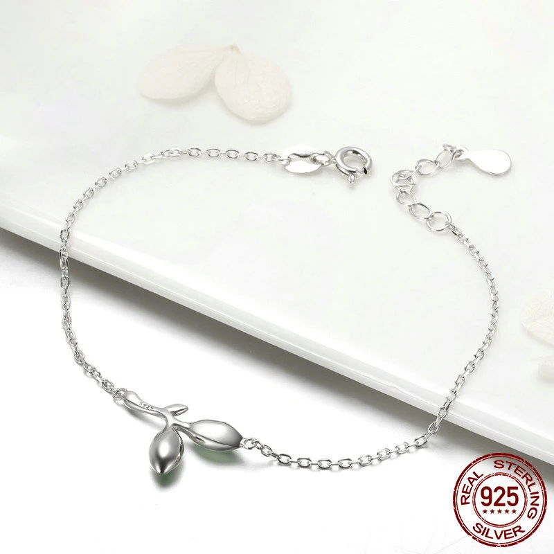 High Quality Fine Jewelry 925 Sterling Silver S925 Enamel Hope Green Grass Bracelet For Women Wholesale