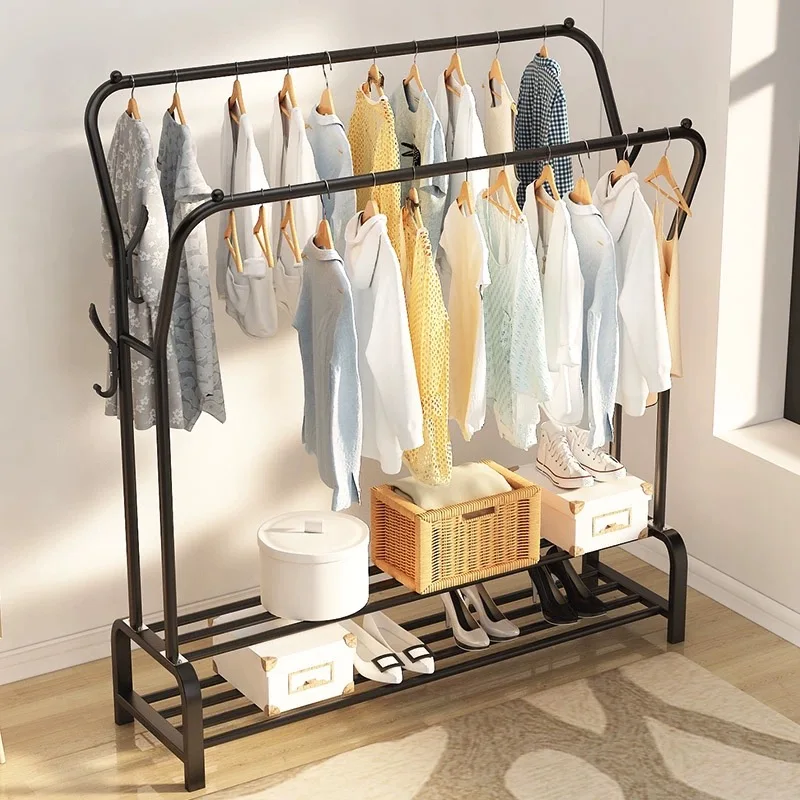 Floor double rod kids garment display rack