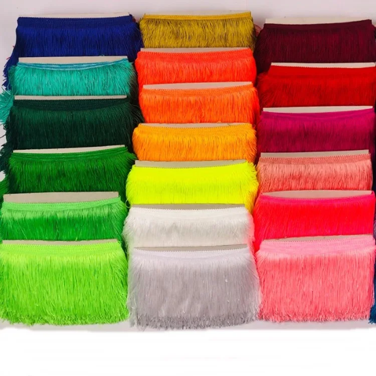 Factory Sale Multi Color in Stock 10CM Polyester Trim Tassel Fringe for Dress Curtains