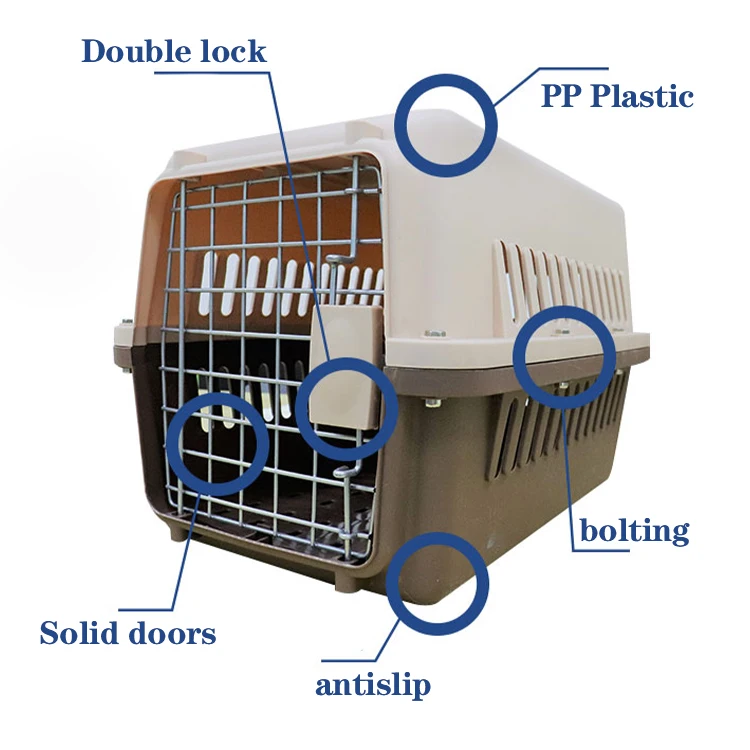 Quality Ventilation Airlines Approved Plastic Dog Carrier Travel Cat Trolley Cage Outdoor Pet Air Box