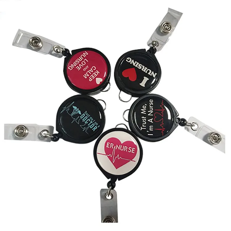 Retractable Pull Badge for Name ID Card Id Nurse Badge Reel Card Holder School Supplies Office Accessories