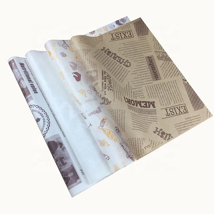 2021 High Quality Printing Paper Wrapping Paper Sheet Grease Proof Burger Packing Paper