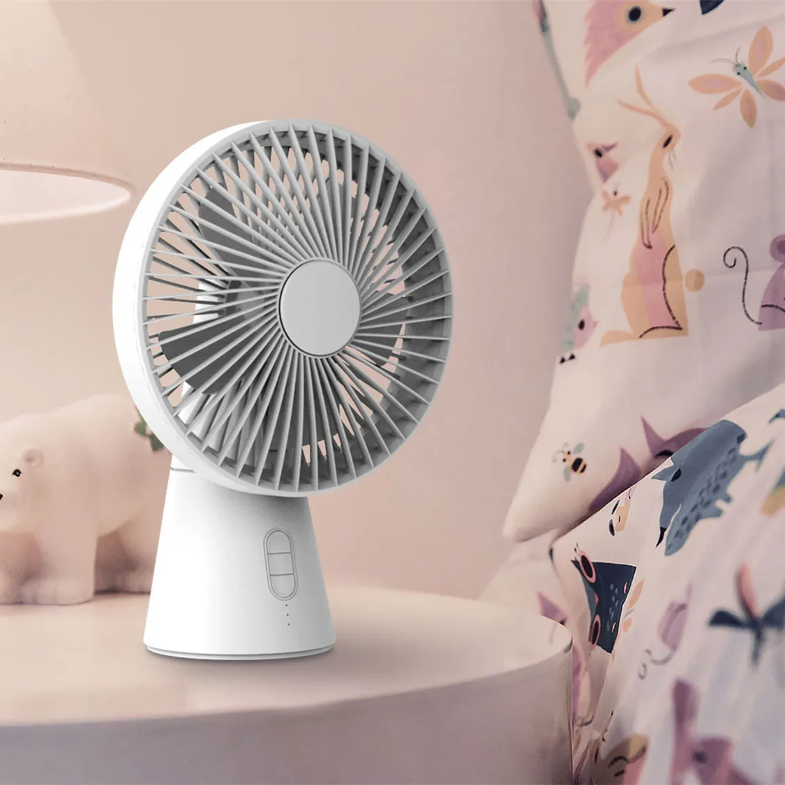 
Portable USB Rechargeable Battery Table Fan Desktop Desk Fan With LED Light 