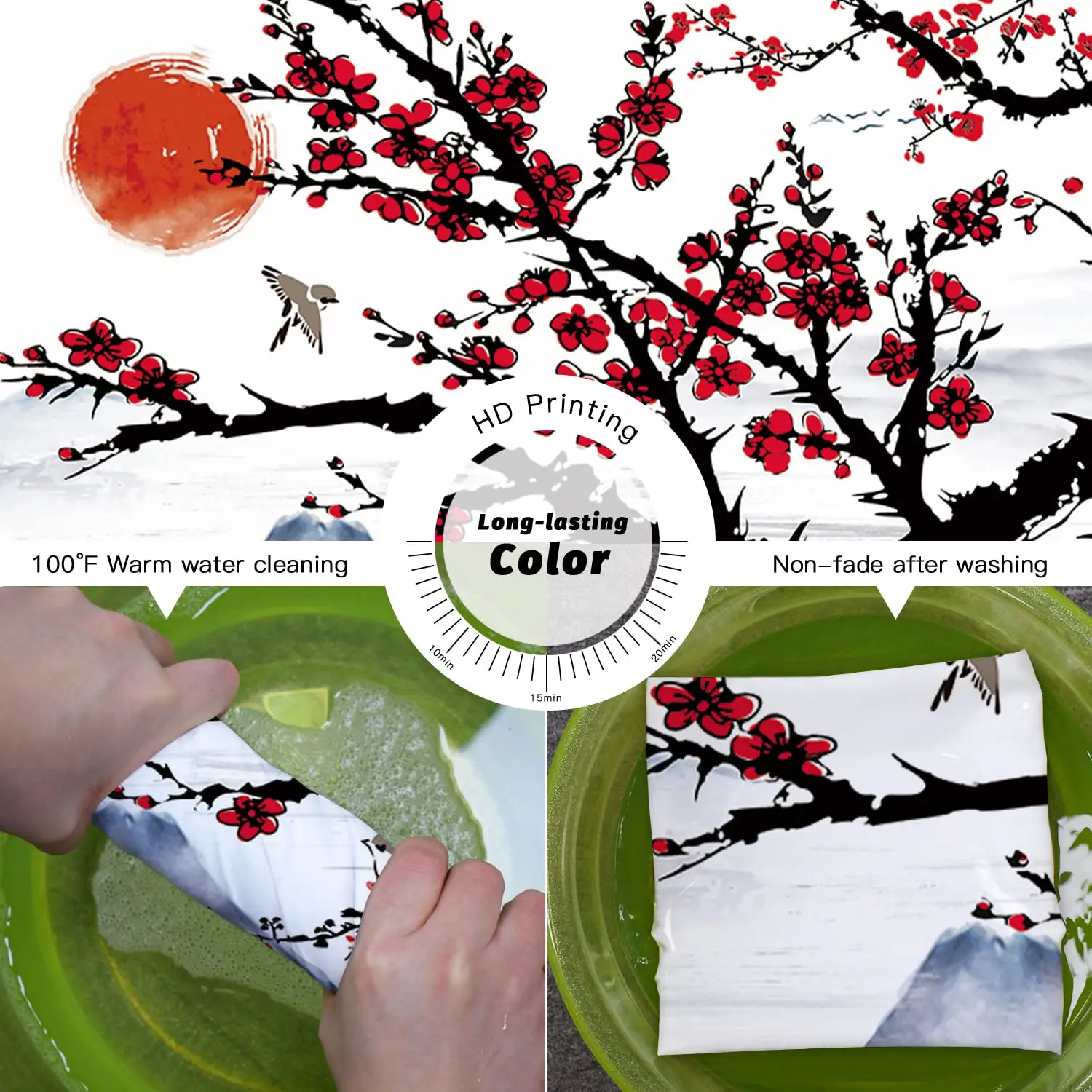 Amazon Bathroom Flower Pattern Pvc Shower Curtain, Manufacturers Prefect Plum Blossom Designer Shower Curtains/