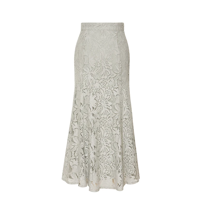 
Sexy Lady Fashion Elegant Lace Wrap Hip Skirt Autumn Slim Long Fishtail Skirt 