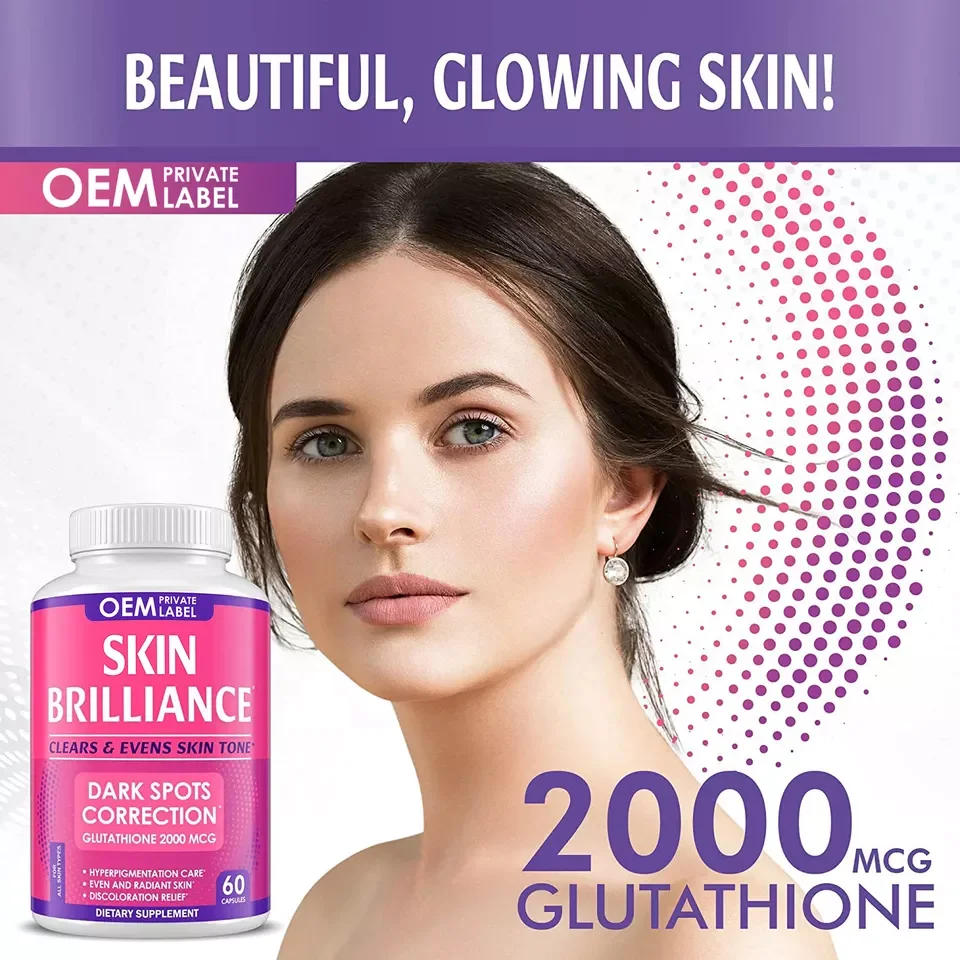 OEM Skin Whitening Capsules Whitening Pill Capsules Anti aging Antioxidant Whitening Skin Collagen Capsules