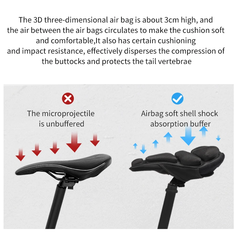 Shakeproof Bicycle Seat cover mountain bike front seat mat anti-slip Inflatable Bike Cover Air Bike Seat Cushion