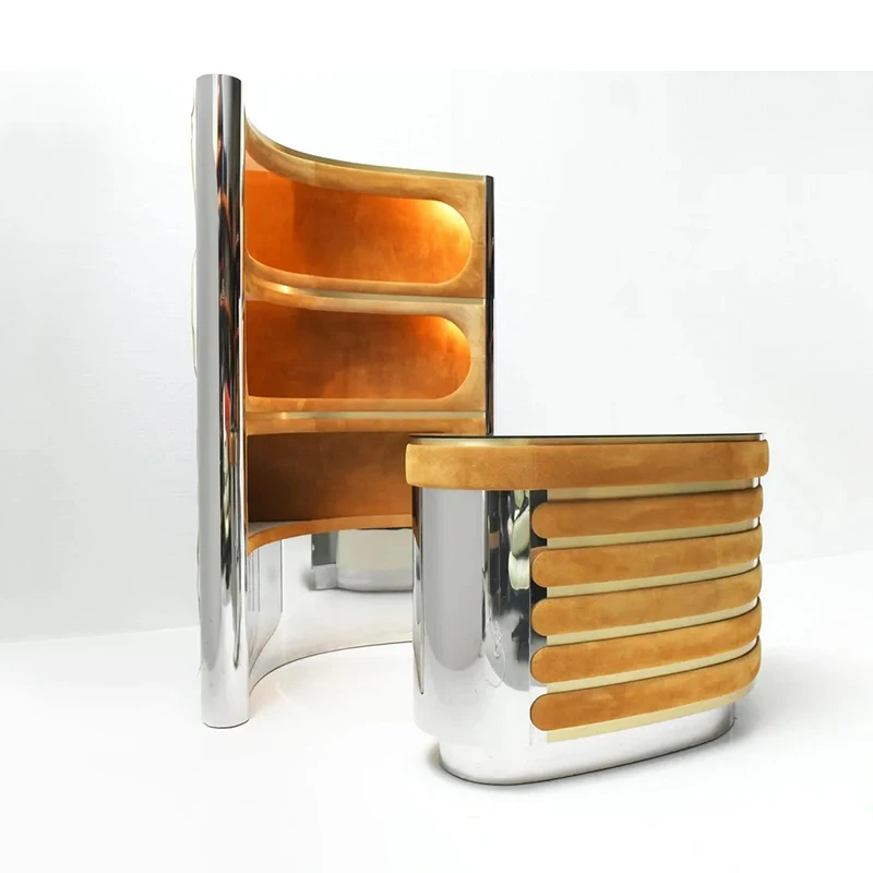 Designer Italian Light Luxury Triangular Wall Wine Cabinet Villa Family Luxury Art Wine Storage Cabinet Counter Cabinet